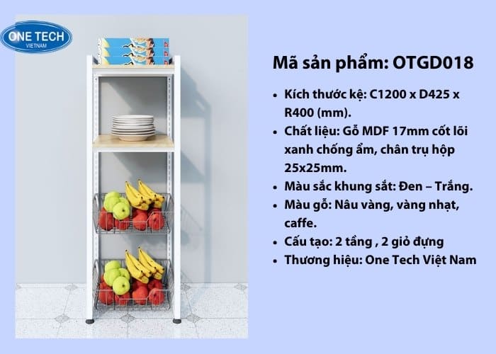 Kệ 2 tầng kèm 2 giỏ đựng