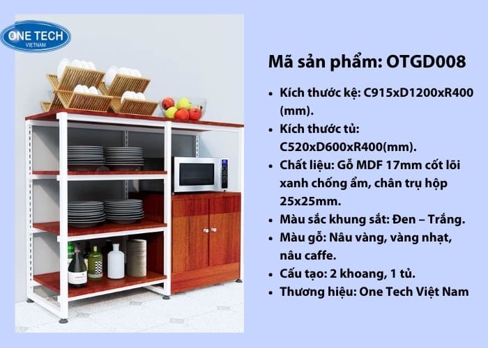 Kệ gia dụng 2 khoang kèm 1 tủ