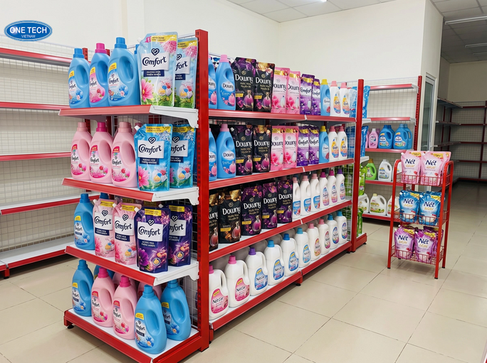 Các loại giá kệ trưng bày nước xả vải phổ biến tại Thái Nguyên