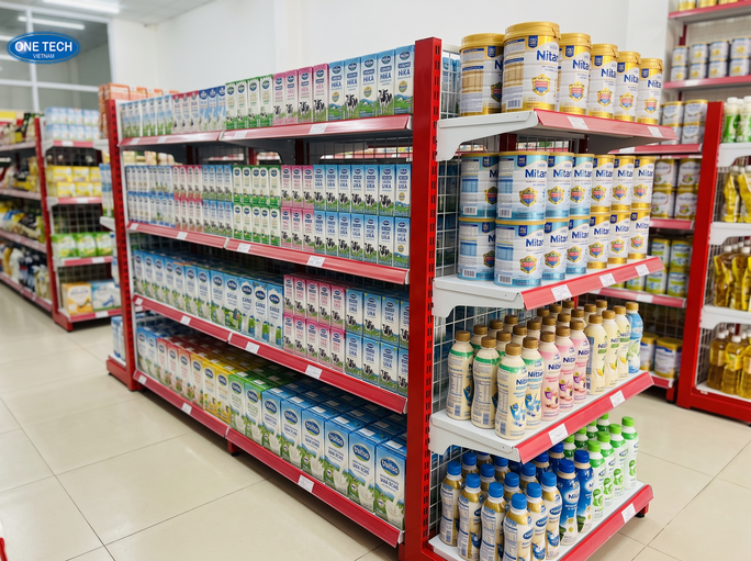 Các loại kệ trưng bày sữa Thái Nguyên được sử dụng phổ biến